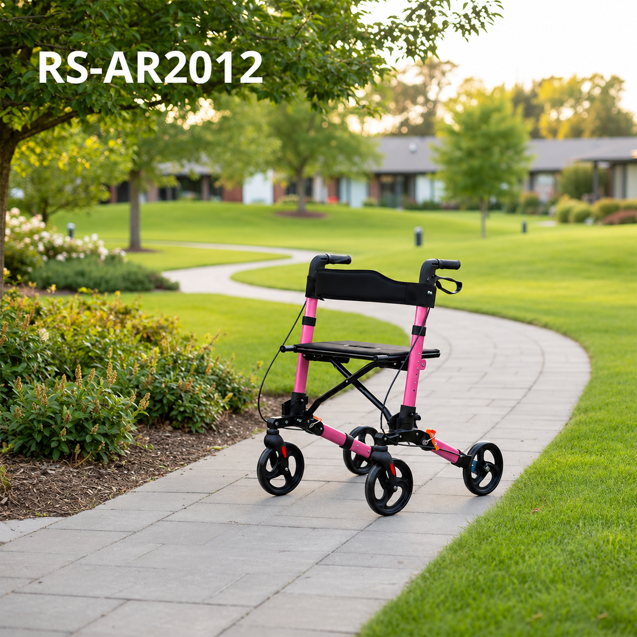 AR2012-R   Aluminum Rollator Walker for Seniors Mobility Support Lightweight Folding Walker Seat  CE Certified
