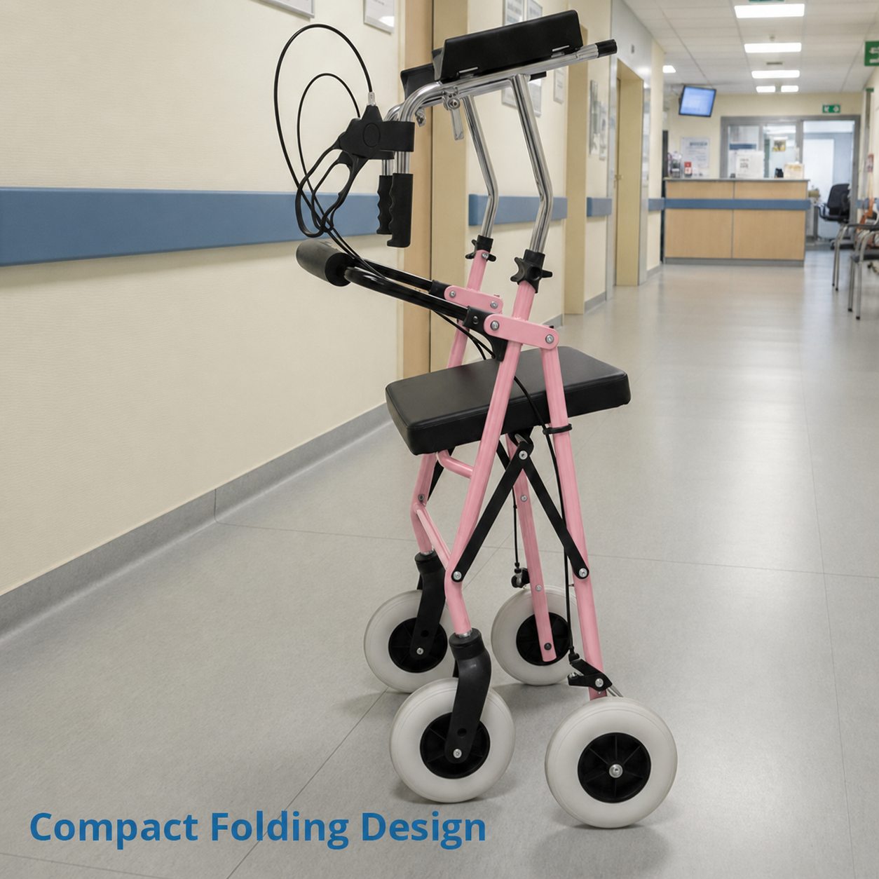 UR4002-P  Bariatric Rollator Walker RelaxSmith CE Certified Hospital-Use Lightweight Aluminum Frame Adjustable Height Indoor/Outdoor Use