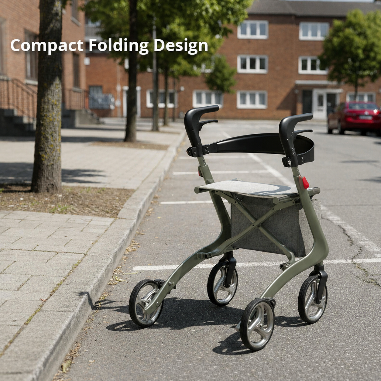 CR3005-G Carbon Fiber Rollator for Elderly - Lightweight Adjustable Height Large Storage Pouch Easy to Fold & Transport OEM ODM