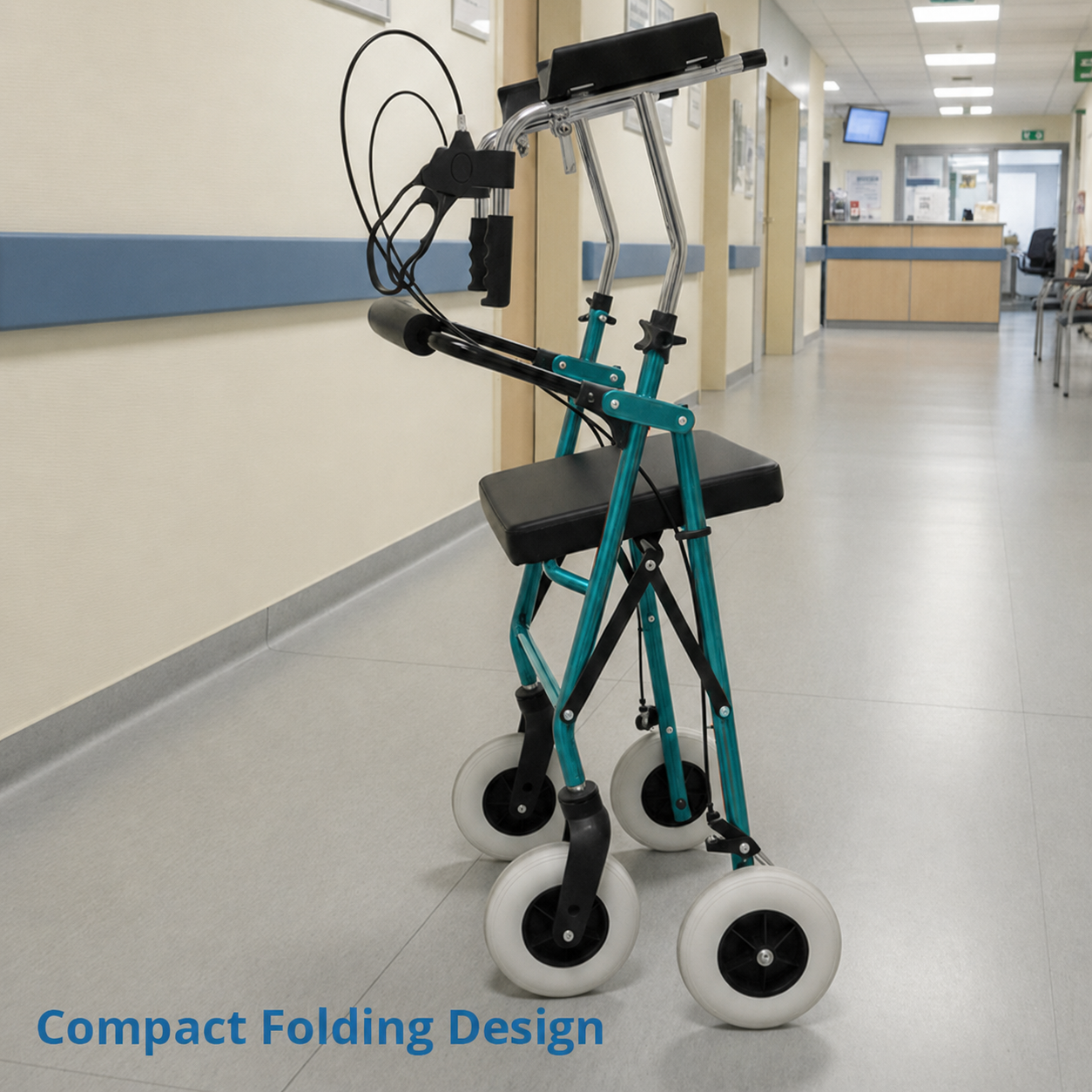 UR4002-P Bariatric Rollator Walker Lightweight Aluminum Frame, Adjustable Height, Indoor/Outdoor Use, Safe Support for Overweight Users