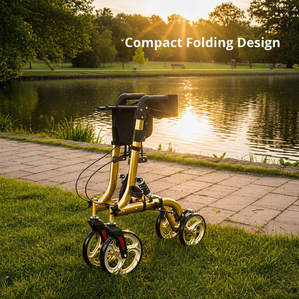 AR-2025-Y Rollator Walker for Elderly OEM ODM Premium Mobility Aid  Foldable Lightweight Comfortable Seat for Rehabilitation