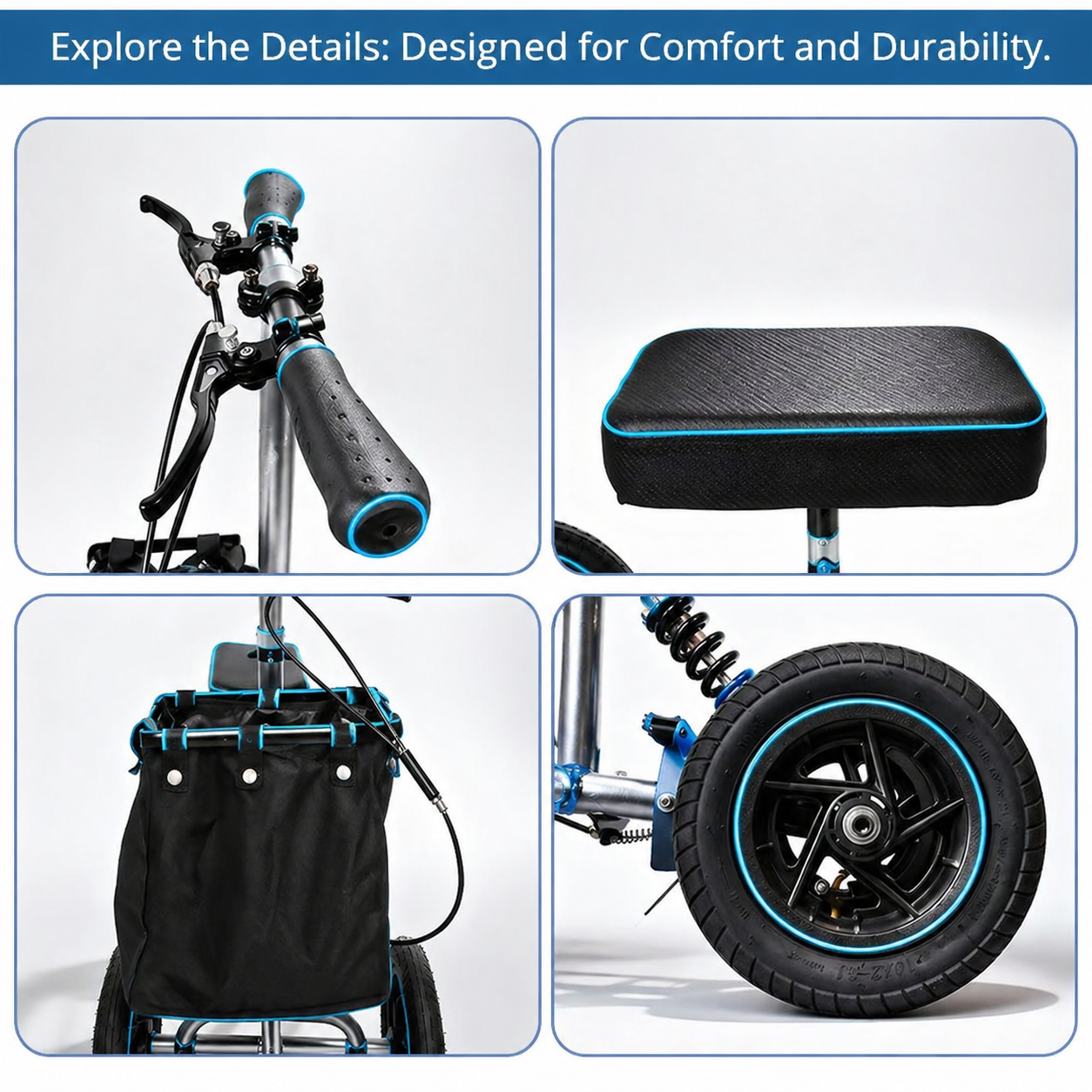 kw-6001-b Lightweight Aluminum Knee Scooter for Knee Injury Patients Medical Mobility Aid Waterproof Portable CE Certified Relaxsmith