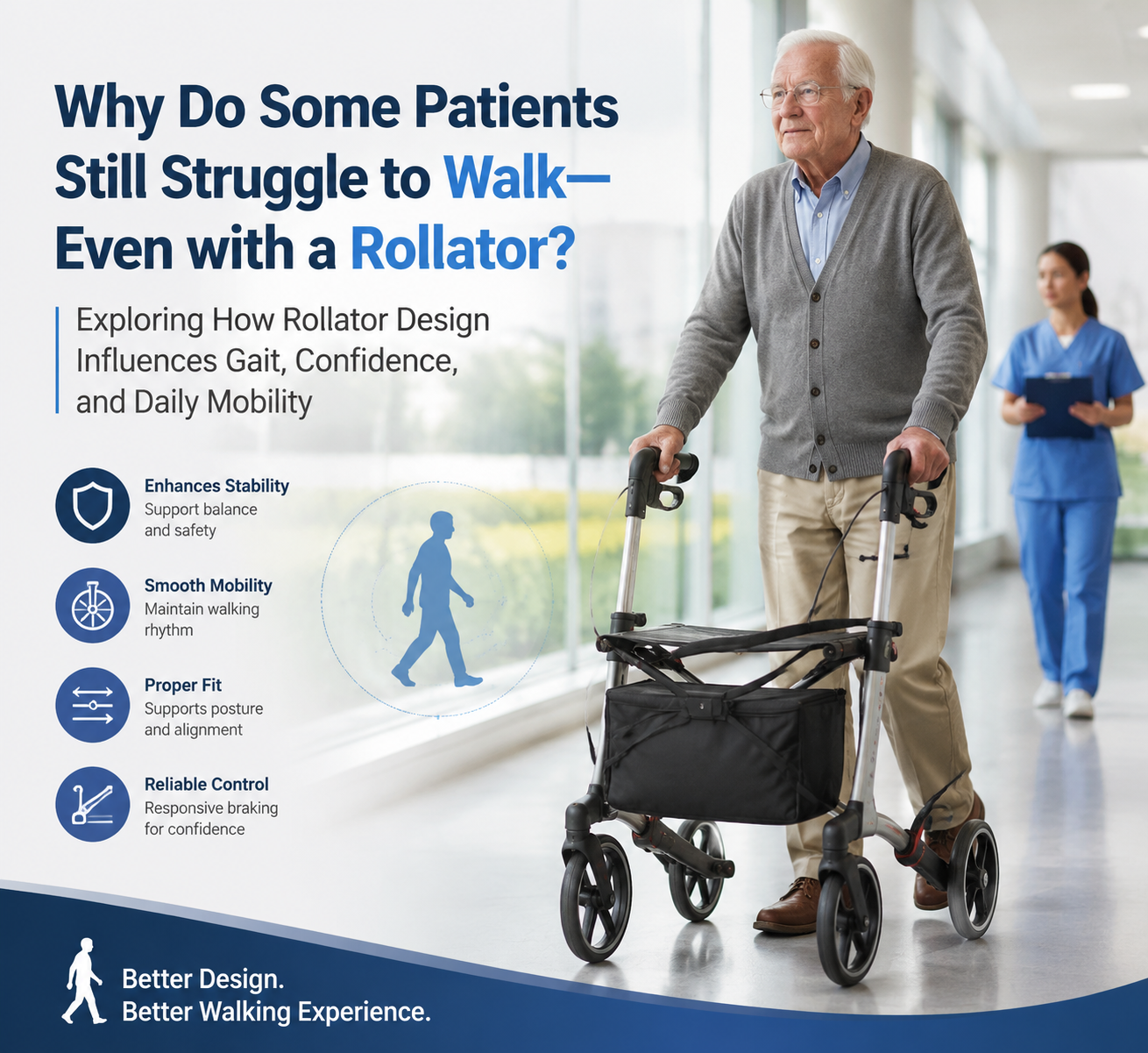 How to Address Gait Problems in Elderly Patients with the Right Rollator Design