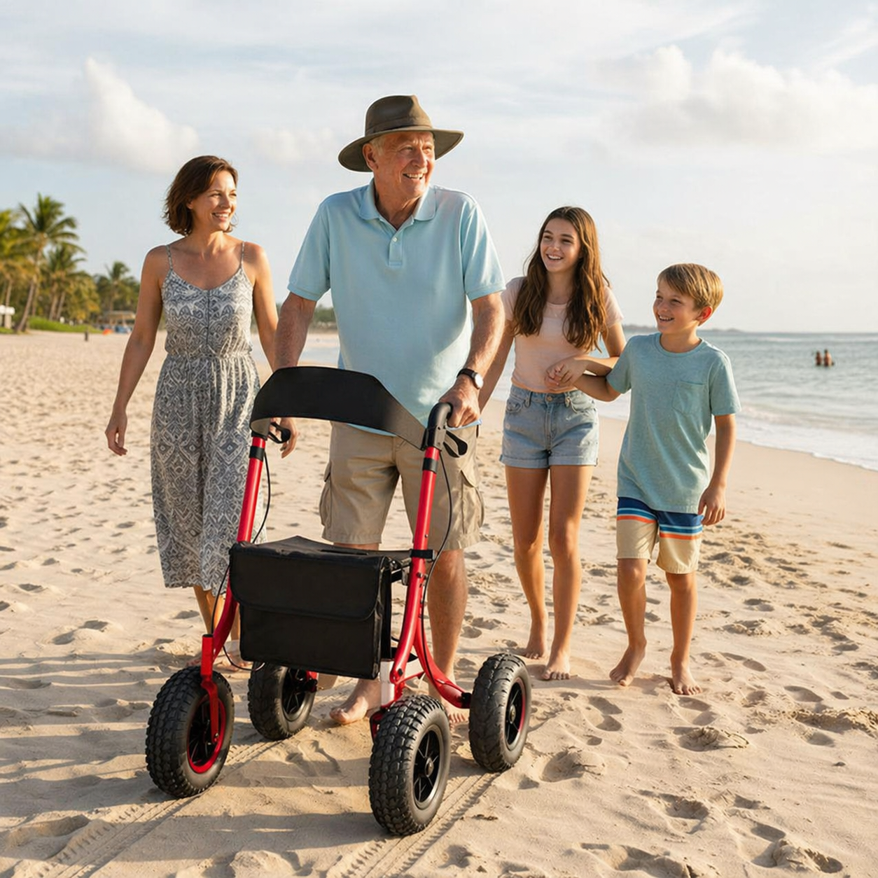 AR2007-R  Aluminum Outdoor Rollator for Rehabilitation Patients-Durable Comfortable Mobility Solution for Outdoor Use