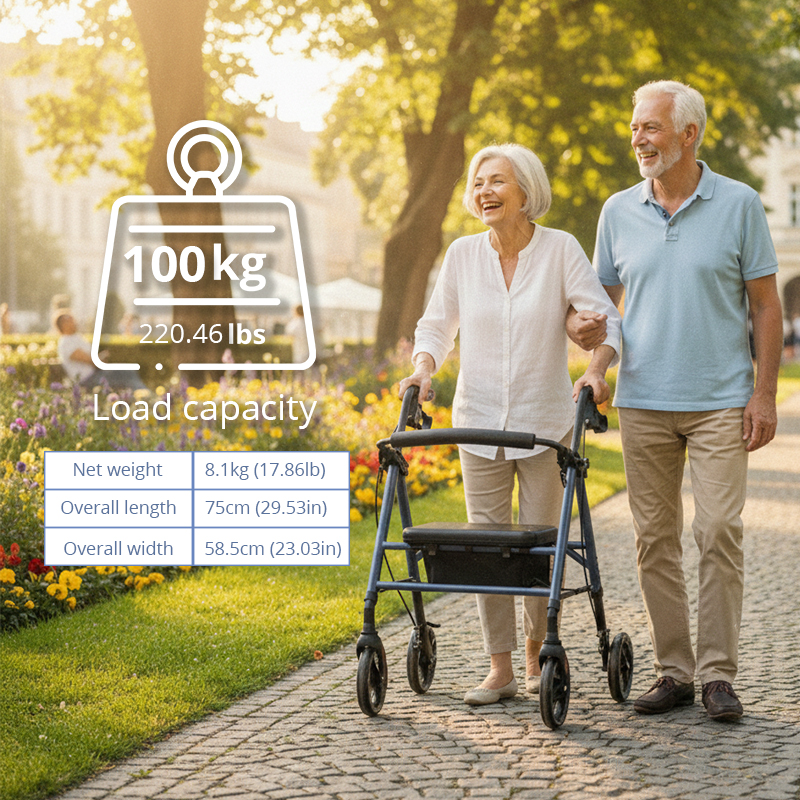 AR2001-B  Aluminum Rollator Walker OEM Manufacturer for Elderly Seniors with Lightweight Design and Stable Mobility Support