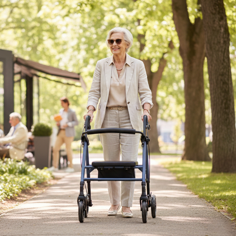 AR2001-B  Aluminum Rollator Walker OEM Manufacturer for Elderly Seniors with Lightweight Design and Stable Mobility Support