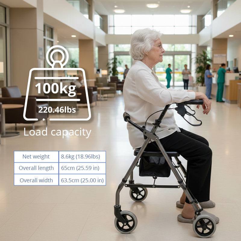 AR2002-R   Medical Suppliers  Rollator Seat Storage Bag Lightweight Durable CE ISO Certified Height Adjustable Travel Aid
