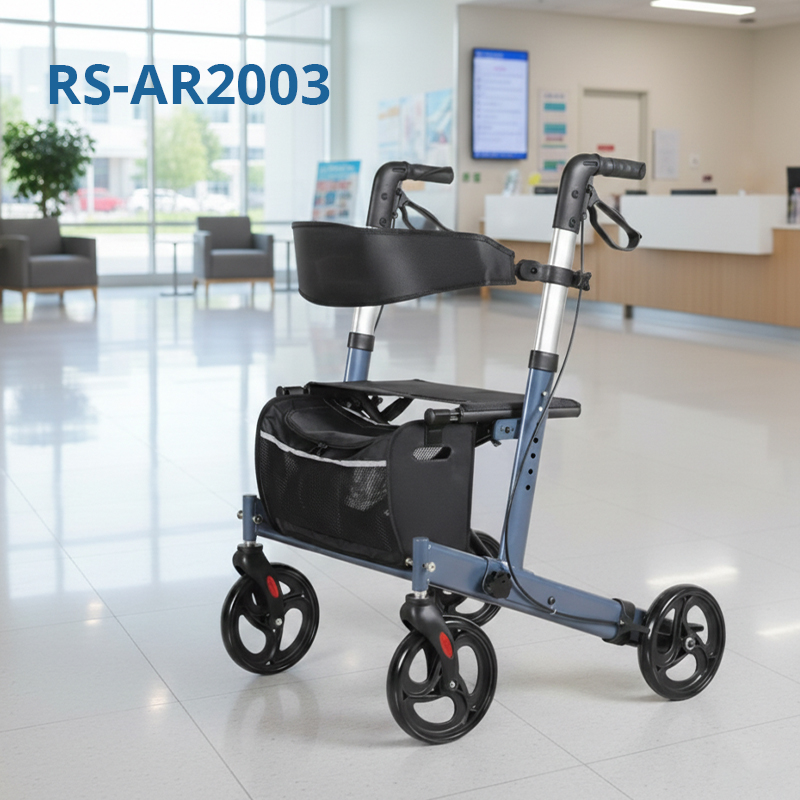 RS-AR2003 All-Terrain Rollator Walker with Footrests – Durable Mobility Solution for Elderly and Disabled Patients | Ideal for Healthcare Providers