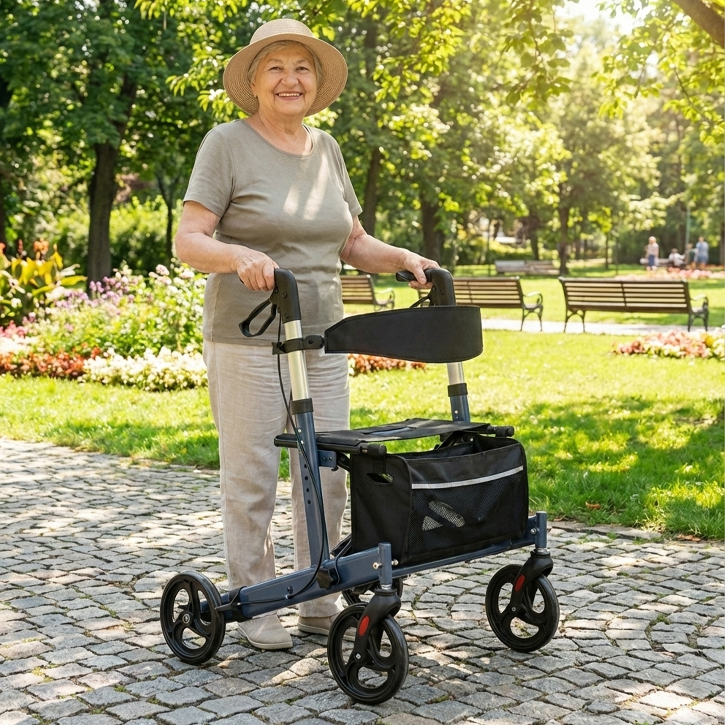 AR2003-PP   Rollator Walker Supplier Foldable Walking Aid for  Seniors with Lightweight Aluminum Frame and Convenient Storage