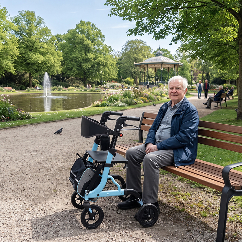 AR2004-B   Aluminum Rollator Walker for Seniors Fall Prevention Lightweight Folding Mobility Aid with 136kg Capacity