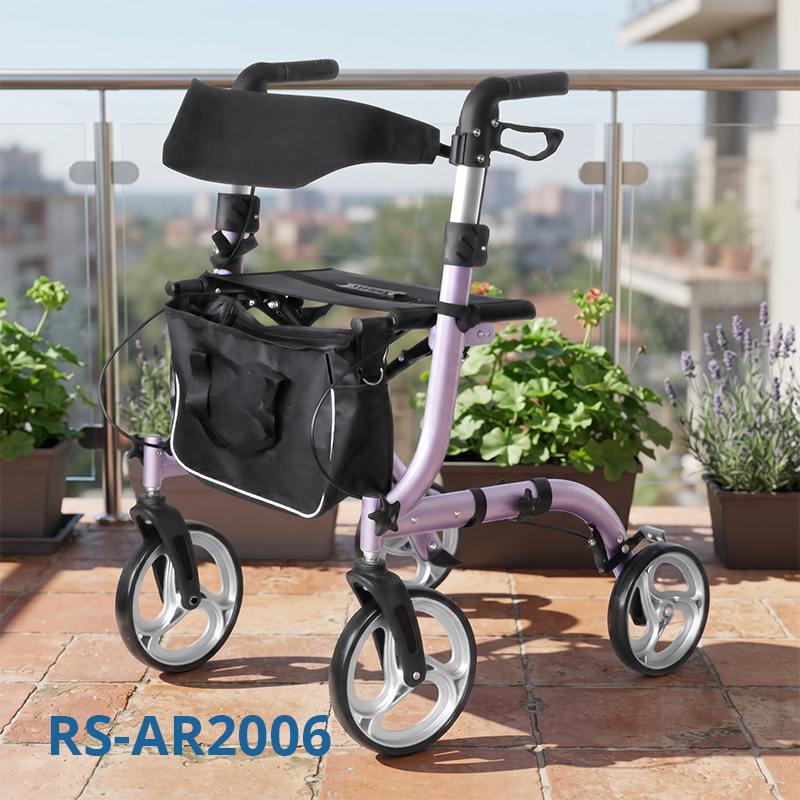 AR2006-P   Aluminum Rollator Walker Supplier for Elderly Seniors Reducing Walking Strain with Ergonomic Design and Easy Folding