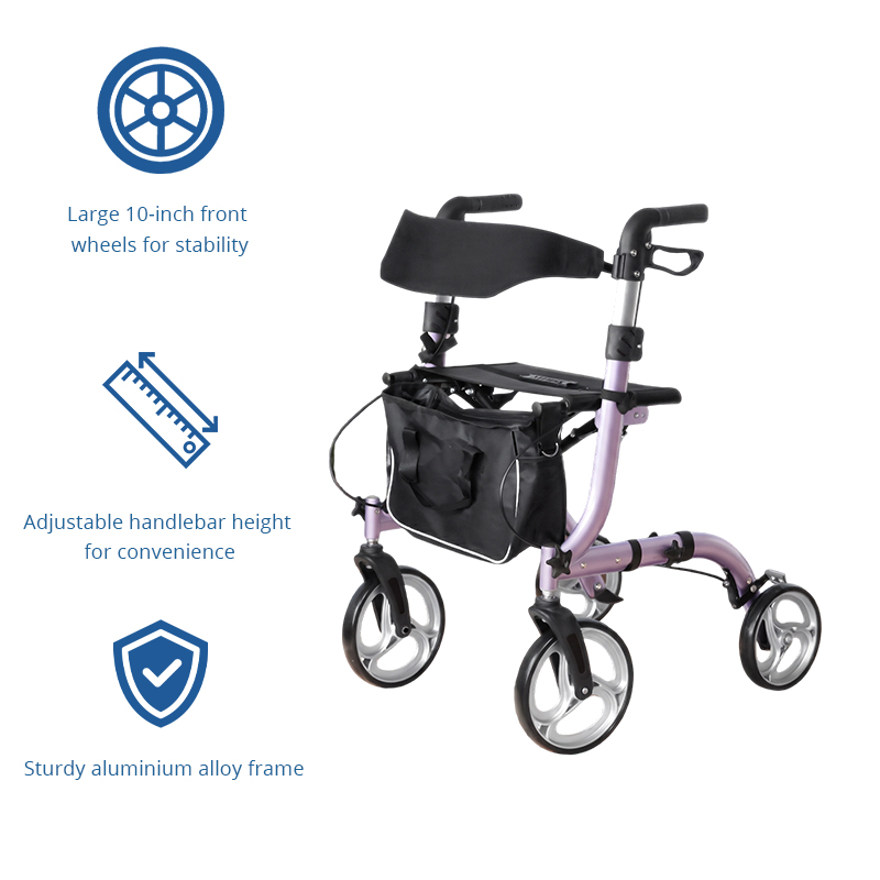AR2006-P   Aluminum Rollator Walker Supplier for Elderly Seniors Reducing Walking Strain with Ergonomic Design and Easy Folding
