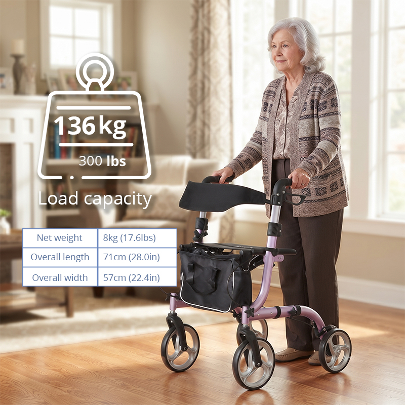 AR2006-P   Aluminum Rollator Walker Supplier for Elderly Seniors Reducing Walking Strain with Ergonomic Design and Easy Folding