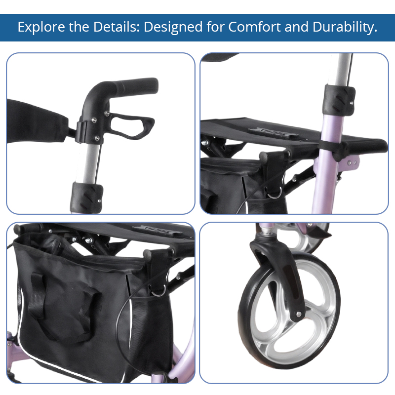 AR2006-P   Aluminum Rollator Walker Supplier for Elderly Seniors Reducing Walking Strain with Ergonomic Design and Easy Folding