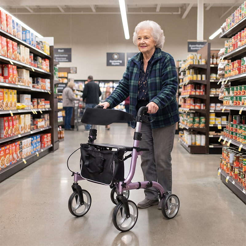 AR2006-P   Aluminum Rollator Walker Supplier for Elderly Seniors Reducing Walking Strain with Ergonomic Design and Easy Folding