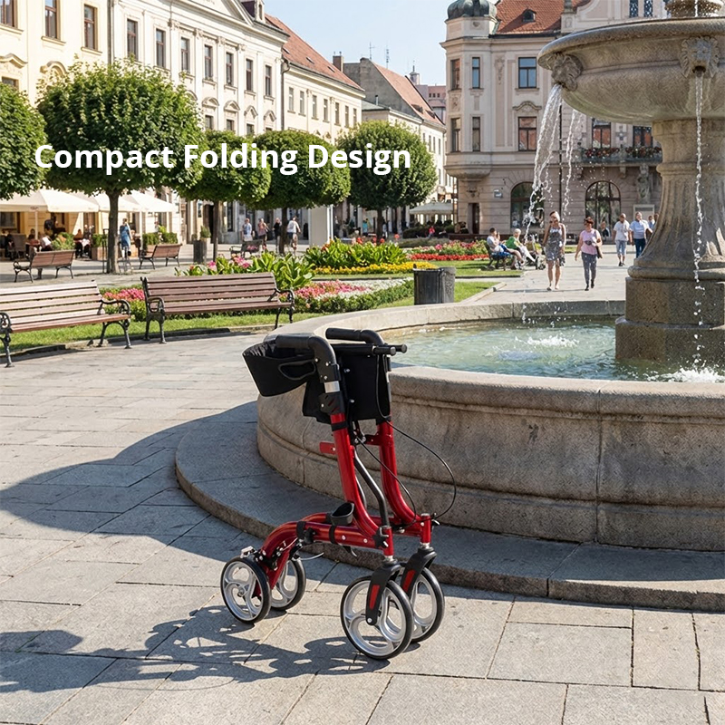 AR2006-R   Aluminum Rollator Walker Supplier for Elderly Seniors Reducing Walking Strain Ergonomic Design Easy Folding Light Weight CE