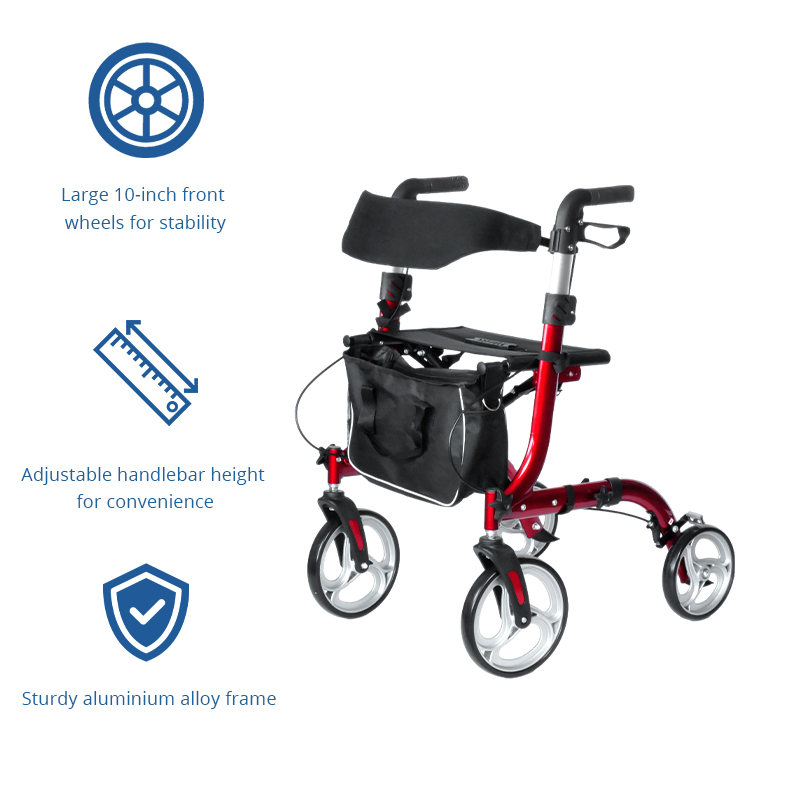 AR2006-R   Aluminum Rollator Walker Supplier for Elderly Seniors Reducing Walking Strain Ergonomic Design Easy Folding Light Weight CE
