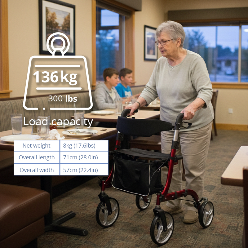 AR2006-R   Aluminum Rollator Walker Supplier for Elderly Seniors Reducing Walking Strain Ergonomic Design Easy Folding Light Weight CE