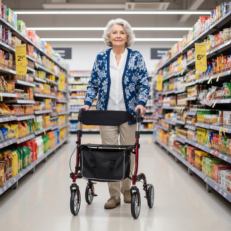AR2006-R   Aluminum Rollator Walker Supplier for Elderly Seniors Reducing Walking Strain Ergonomic Design Easy Folding Light Weight CE