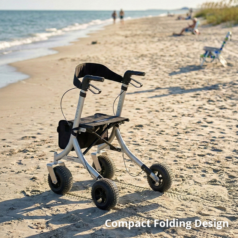 AR2007-S-B   Rollator Walker Seat Foldable Lightweight Durable Aluminum CE Certified Red Outdoor Games Mobility Aid Elderly