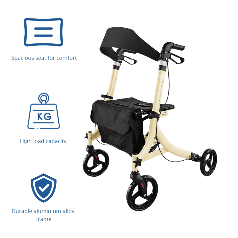 AR2007-Y   Aluminum Rollator Walker Elderly Mobility Aid Lightweight Folding Walking Frame with Seat Wholesale Manufacturer