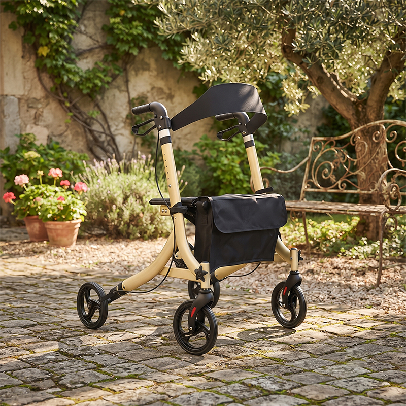 AR2007-Y   Aluminum Rollator Walker Elderly Mobility Aid Lightweight Folding Walking Frame with Seat Wholesale Manufacturer