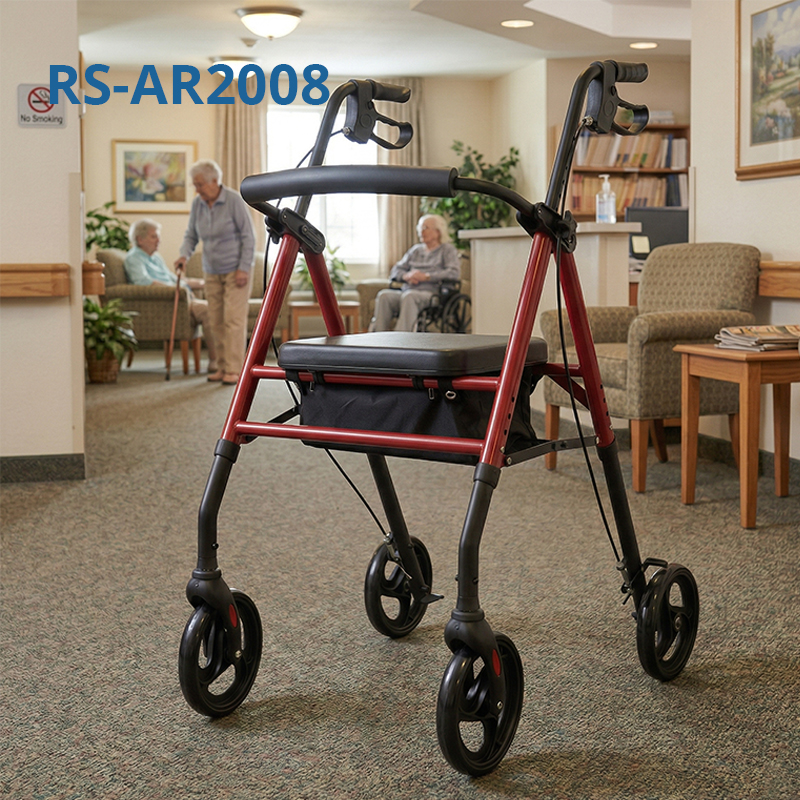 AR 2008  Aluminum Rollator Walker for Elderly OEM ODM Foldable Lightweight Mobility Aid High Load Bearing Rehabilitation Use