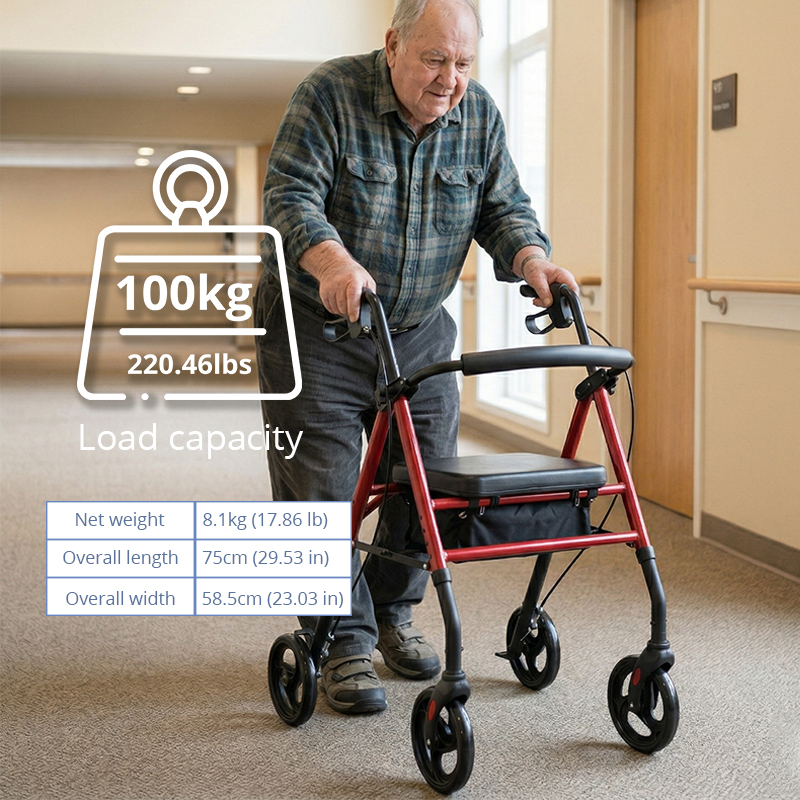 AR 2008  Aluminum Rollator Walker for Elderly OEM ODM Foldable Lightweight Mobility Aid High Load Bearing Rehabilitation Use