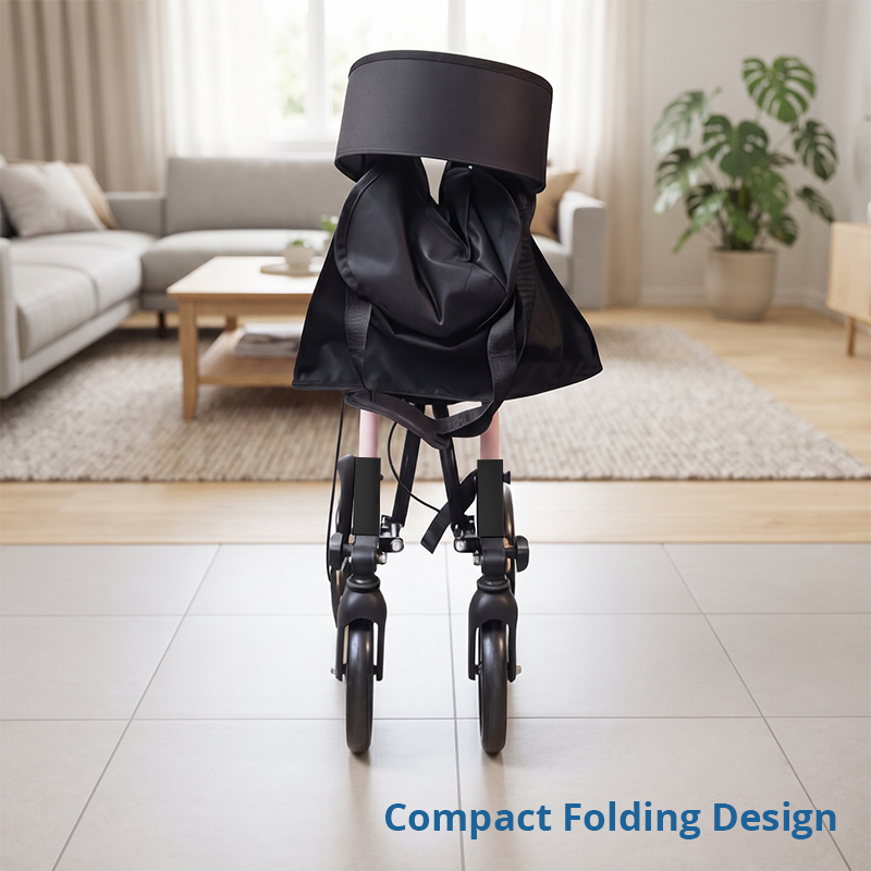 AR2009-P    Lightweight Foldable Rollator Walker for Elderly with Large Storage Bag, Aluminum Mobility Aid for Safe Outdoor Walking