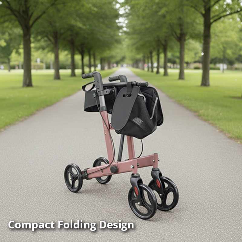 RS-AR2010 Lightweight Aluminum Rollator 100kg Capacity Reduces Strain Joints for Patients Limited Mobility Recovery