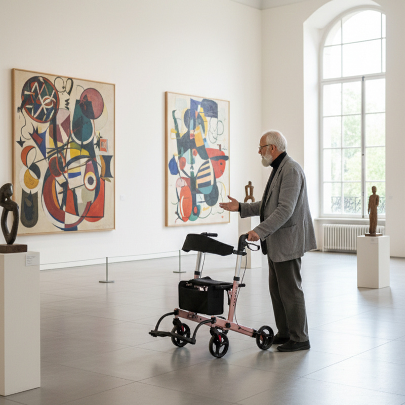 RS-AR2010 Lightweight Aluminum Rollator 100kg Capacity Reduces Strain Joints for Patients Limited Mobility Recovery