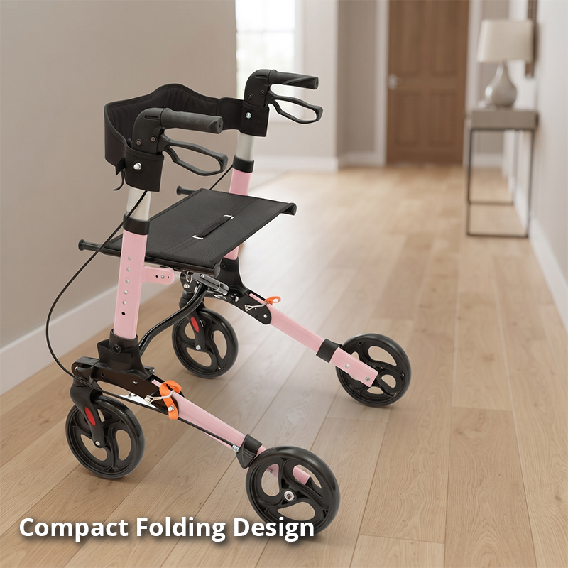 AR2012-P    Aluminum Rollator Walker Supplier for Seniors Mobility Support Lightweight Folding Walker with Seat