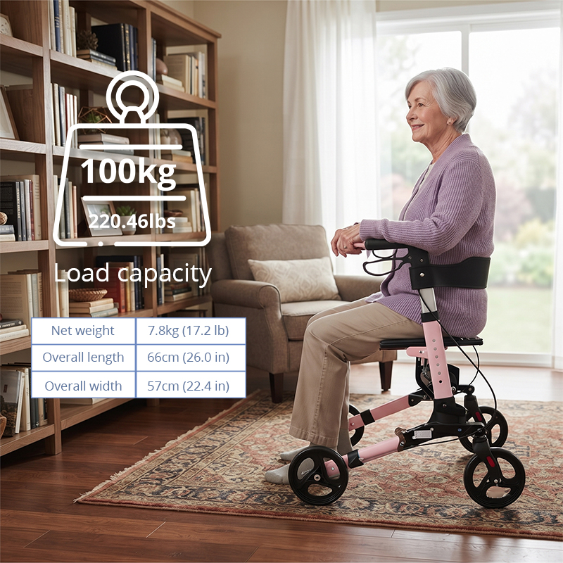 AR2012-P    Aluminum Rollator Walker Supplier for Seniors Mobility Support Lightweight Folding Walker with Seat