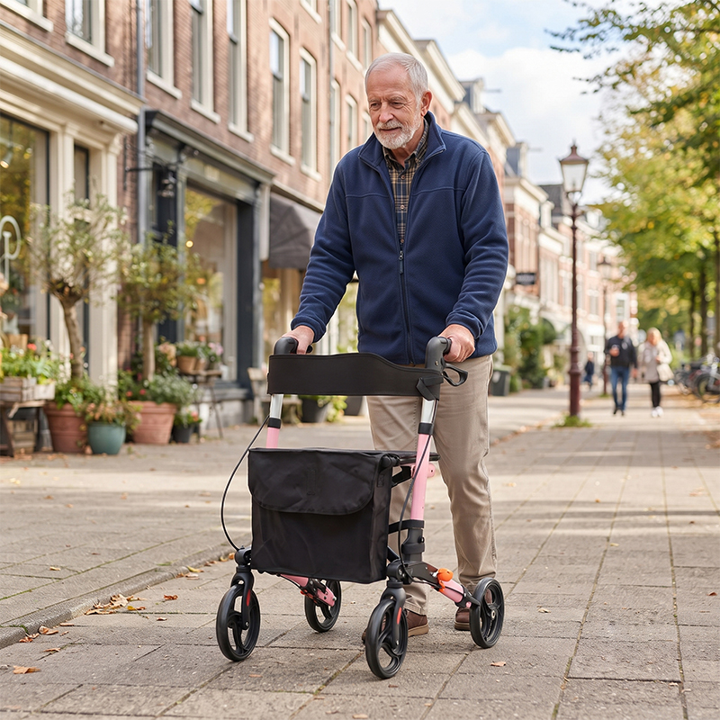 AR2012-P    Aluminum Rollator Walker Supplier for Seniors Mobility Support Lightweight Folding Walker with Seat