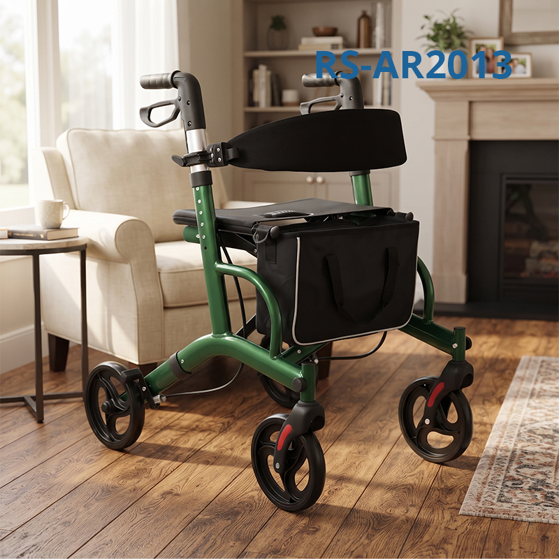 AR2013-G    Aluminum Rollator Walker for Elderly with Seat & Storage Bag | Foldable Mobility Aid Manufacturer OEM ODM