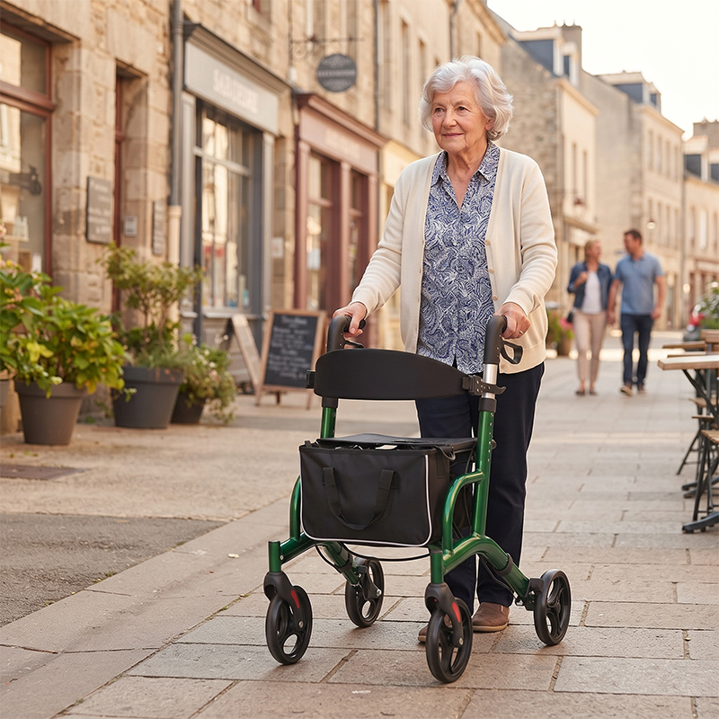 AR2013-G    Aluminum Rollator Walker for Elderly with Seat & Storage Bag | Foldable Mobility Aid Manufacturer OEM ODM