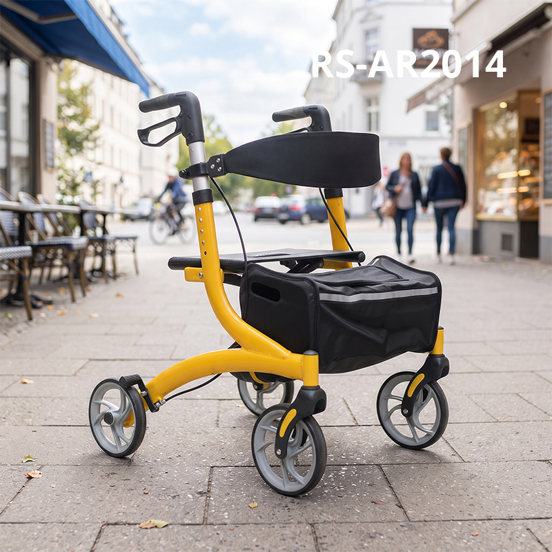 AR2014-Y   Lightweight Foldable Rollator Walker with Seat and Storage Bag for Elderly Mobility Support | OEM ODM Medical Walker Supplier