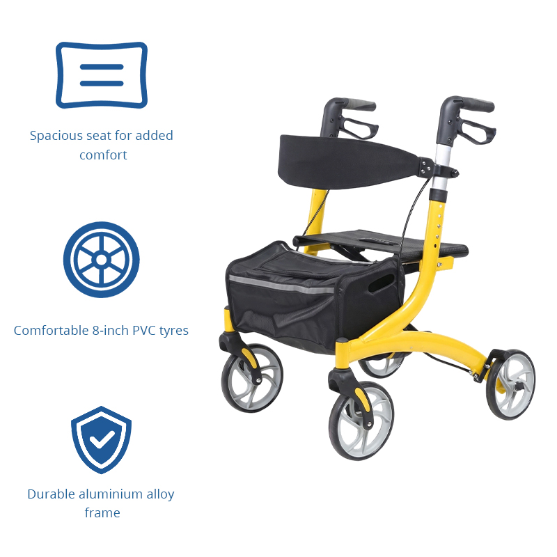 AR2014-PP    Lightweight Foldable Rollator Walker Seat Storage Bag Elderly Mobility Support | OEM ODM Medical Walker Supplier