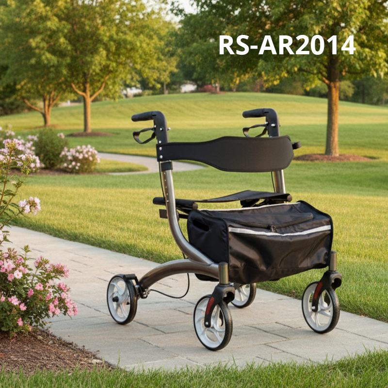 AR2014-B   Lightweight Aluminum Manual Rollator Walker 110kg Capacity Home Care Users Seeking Easy Outdoor