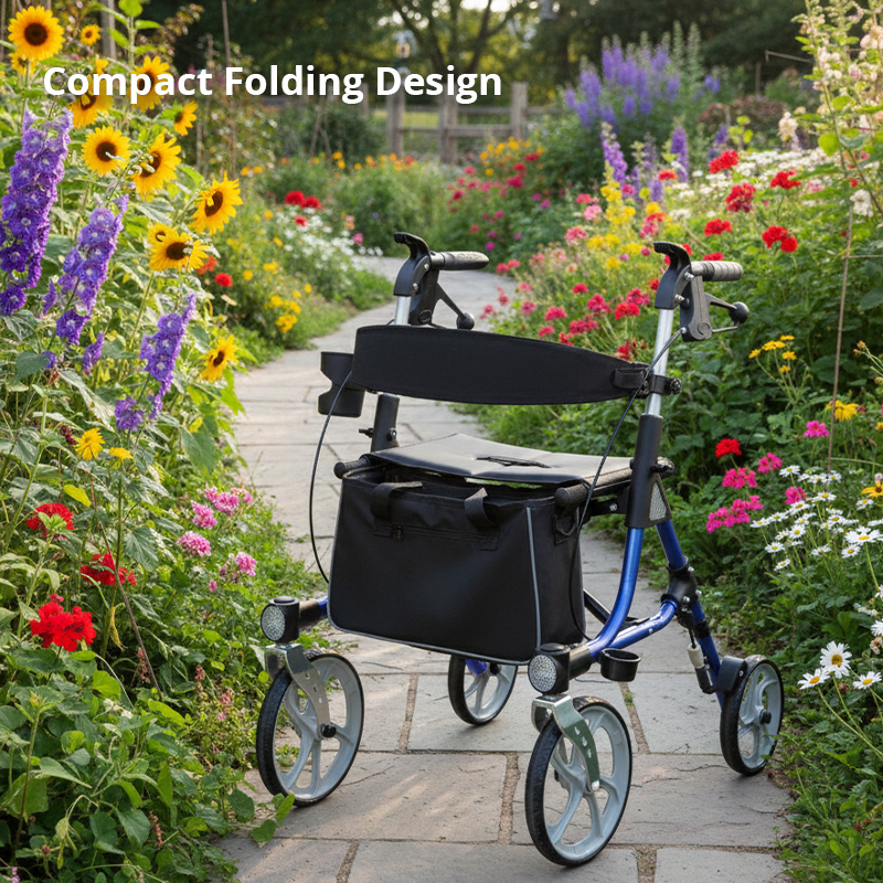 RS-AR2015 Relaxsmith AR2015 Lightweight Aluminum Rollator CE Certified 110kg Capacity for Illness Patients Comfortable Easy Storage
