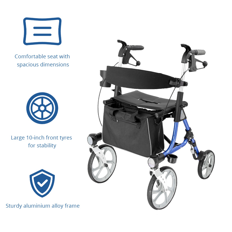 RS-AR2015 Relaxsmith AR2015 Lightweight Aluminum Rollator CE Certified 110kg Capacity for Illness Patients Comfortable Easy Storage