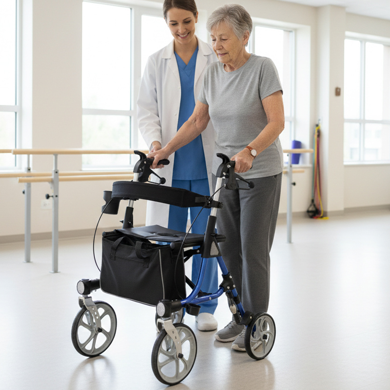 RS-AR2015 Relaxsmith AR2015 Lightweight Aluminum Rollator CE Certified 110kg Capacity for Illness Patients Comfortable Easy Storage