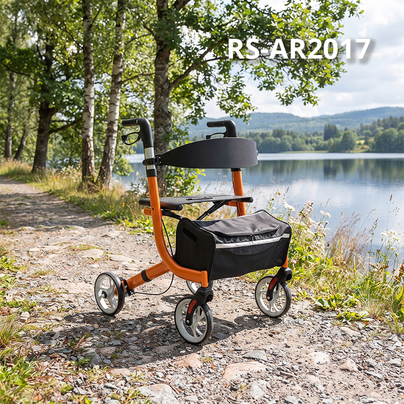 AR2017   Aluminum Rollator Walker with Seat for Elderly | Lightweight Folding Mobility Aid Manufacturer for Rehabilitation & Senior Care