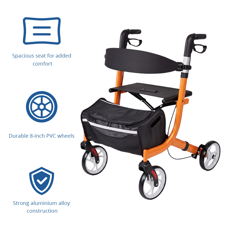 AR2017-BL   Aluminum  Rollator Walker for Older Adults | OEM Mobility Assistance Device Supplier for Healthcare  Rehabilitation
