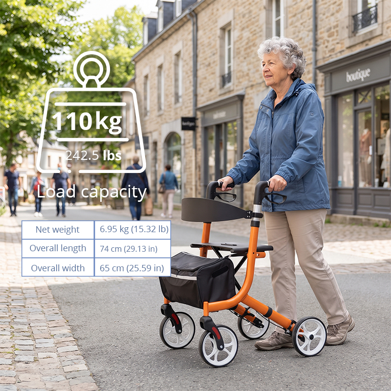 AR2017-BL   Aluminum  Rollator Walker for Older Adults | OEM Mobility Assistance Device Supplier for Healthcare  Rehabilitation