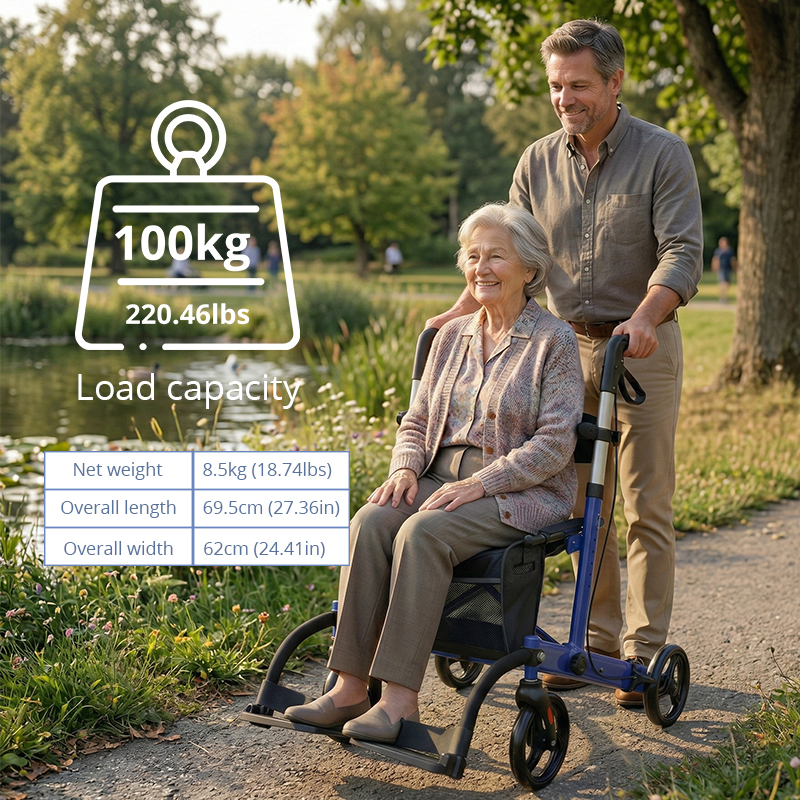 AR2019-BL  Aluminum Alloy Lightweight Waterproof Rollator for Comfortable Easy-to-Use CE Certified Mobility Solution for