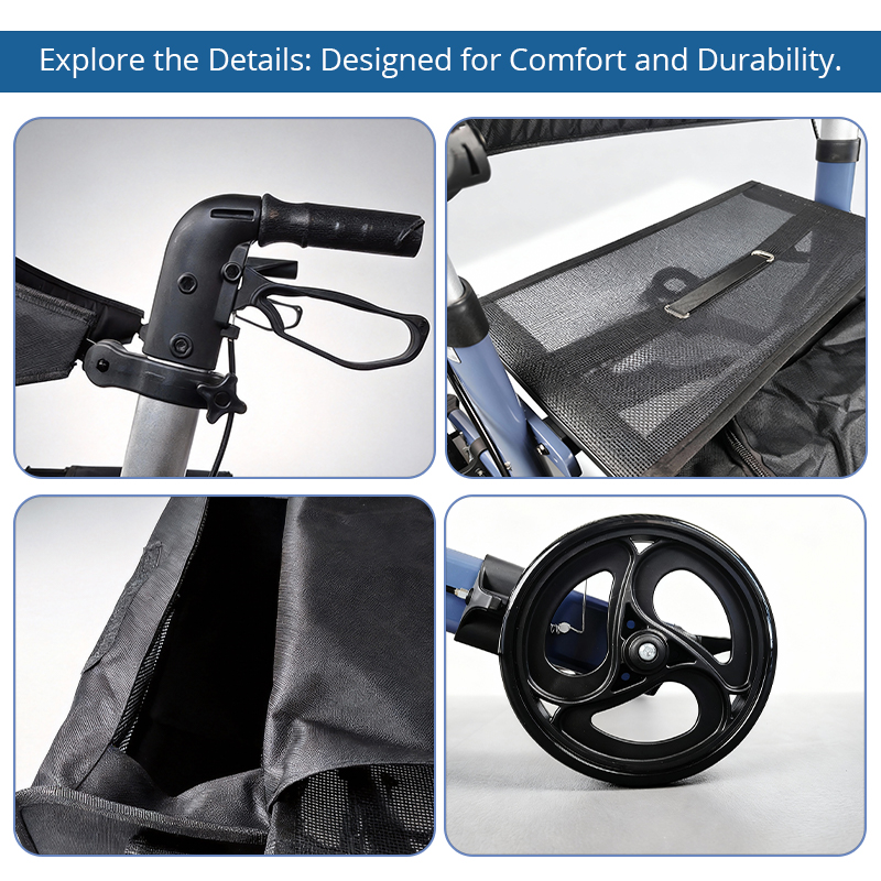 AR2019-B  Elderly Care Services Rollator-Aluminum Alloy Lightweight for Comfortable Easy-to-Use Mobility Solution for Assisted Living