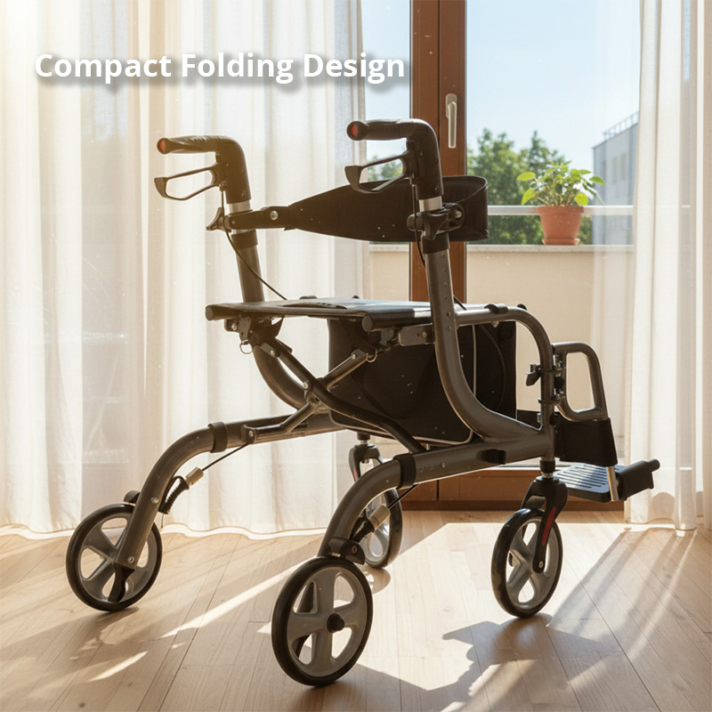 AR2020-R    Aluminum Rollator Walker for Elderly with Foldable Design | OEM ODM Mobility Aid Manufacturer