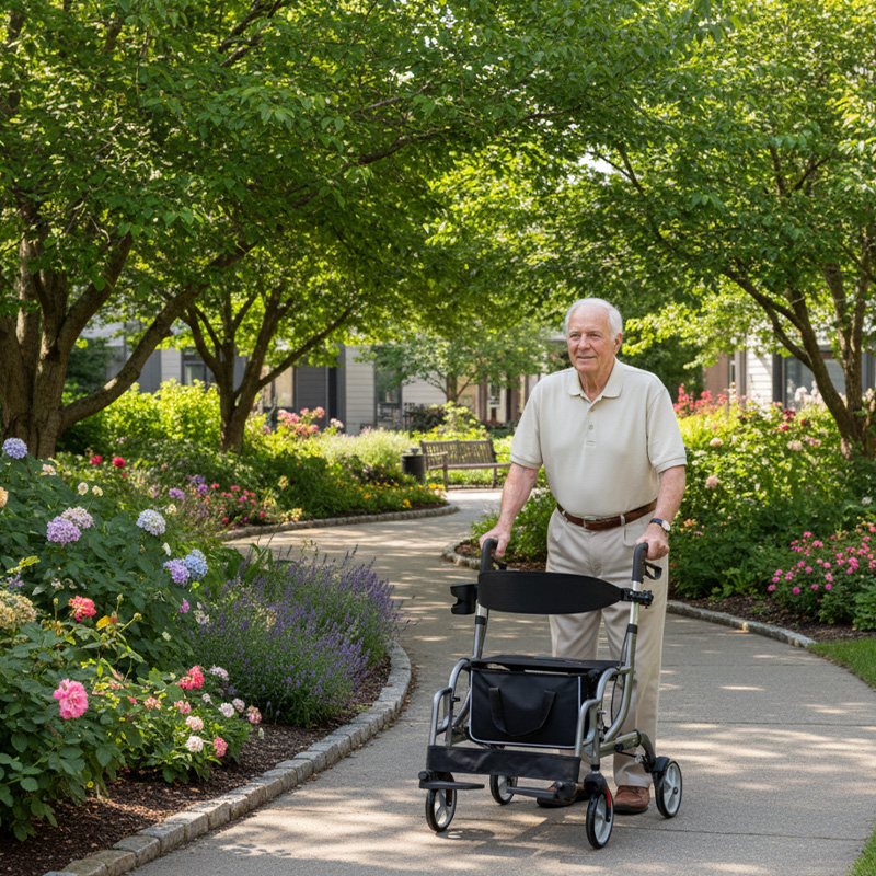 AR2020-PP   Rollator-Wheelchair  Supplier for Elderly Seniors with Seat Bag Footrest Stable Mobility Support OEM ODM Service