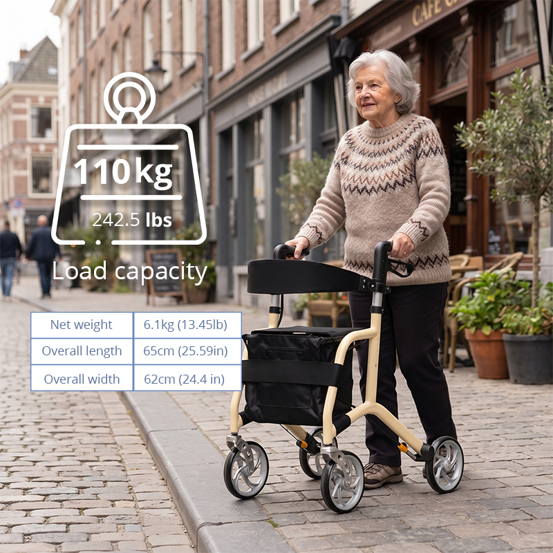 AR2021-Y    Lightweight  Rollator Walker with Seat OEM ODM Manufacturer for Elderly Seniors with Stable Support and Easy Maneuverability